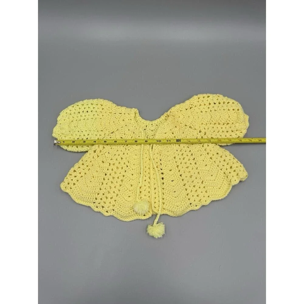 Vintage Yellow Handmade Crochet Knitted Baby Doll Sweater